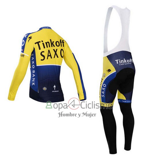 Tinkoff Saxo Bank Ropa Ciclismo Culotte Largo 2014 Mangas Largas Azul y AMarillo